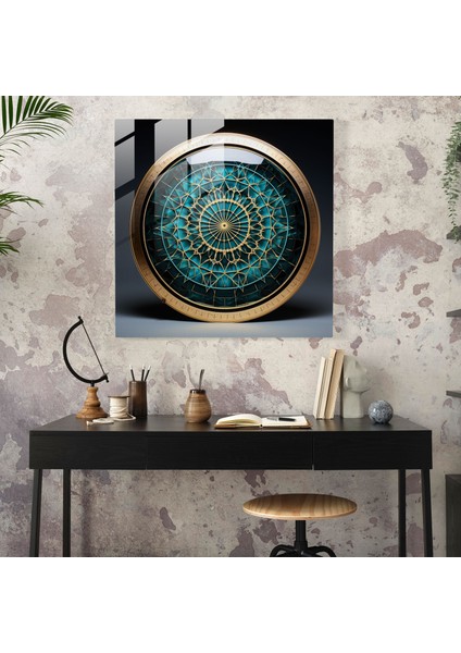 Dini Tasvir Cam Baskı - Geometrik Eser - Dini Tasvir, Maneviyat, Çağdaş Tasarım, Cam Sanatı, 30x30