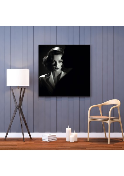 Klasik Film Noir Femme Fatale Duvar Tablosu - Klasik, Gizemli Femme Fatale, Kanvas Tablo, 30X30