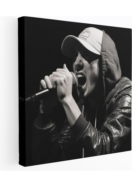 Eminem Kanvas Tablo - Monokrom Duvar Tablosu - Eminem, Kanvas Tablo, Ham Duygu, Kanvas Tablo, 30X30