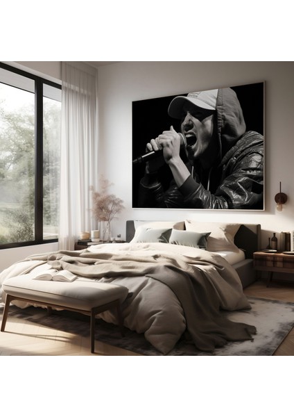 Eminem Kanvas Tablo - Monokrom Duvar Tablosu - Eminem, Kanvas Tablo, Ham Duygu, Kanvas Tablo, 30X30 fiyatları
