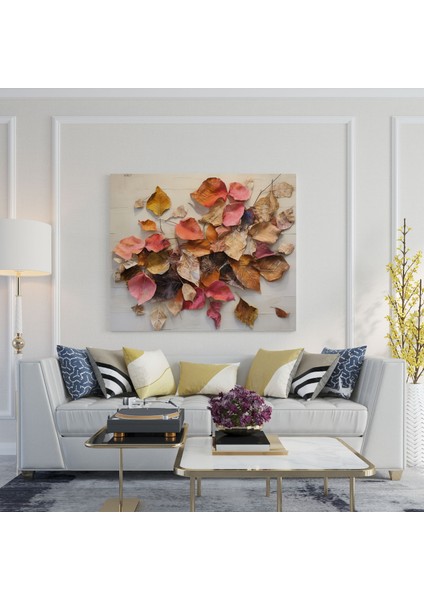 Kuru Çiçek Karışık Teknik Kanvas Tablo - Kuru Çiçek, Yapraklar, Kanvas, Kuru Çiçek, 30X30