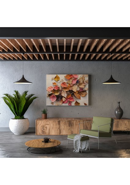 Kuru Çiçek Karışık Teknik Kanvas Tablo - Kuru Çiçek, Yapraklar, Kanvas, Kuru Çiçek, 30X30
