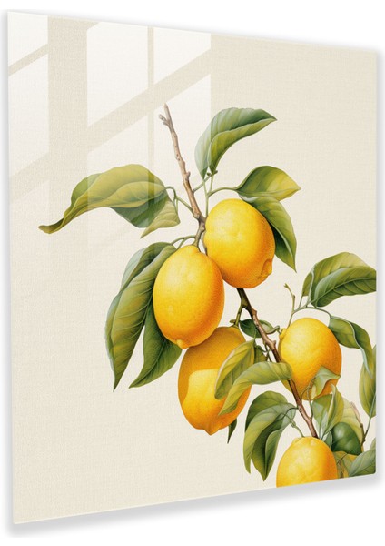 Gerçekçi Limon Ağacı Cam Baskı - Limon Ağacı, Cam Duvar Sanatı, Ev Dekorasyonu, Modern Sanat, 30X30