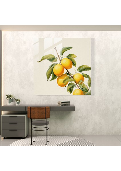 Gerçekçi Limon Ağacı Cam Baskı - Limon Ağacı, Cam Duvar Sanatı, Ev Dekorasyonu, Modern Sanat, 30X30