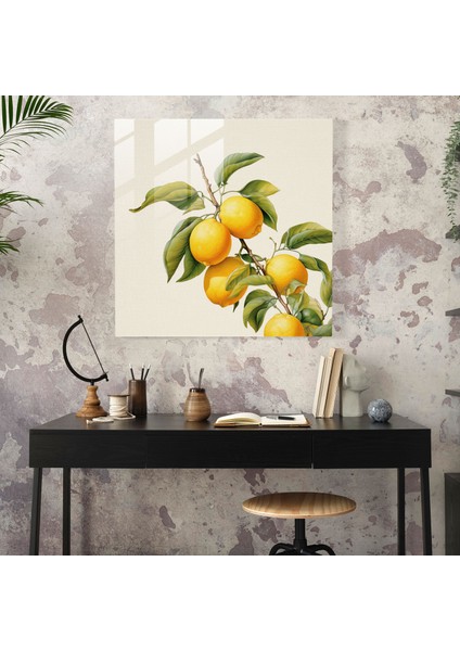 Gerçekçi Limon Ağacı Cam Baskı - Limon Ağacı, Cam Duvar Sanatı, Ev Dekorasyonu, Modern Sanat, 30X30