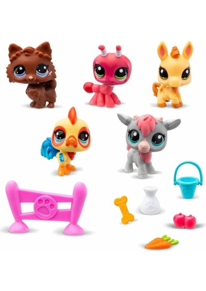 1005103 Littlest Pet Shop Minişler 5'li Figür Seti S1 Çiftlik Temalı -Sunman