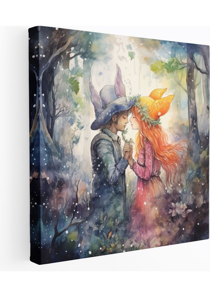 Kiss Kanvas Tablo - Öpücük, Duvar Dekorasyonu, Masal, Rüya Gibi, 30X30