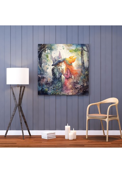 Kiss Kanvas Tablo - Öpücük, Duvar Dekorasyonu, Masal, Rüya Gibi, 30X30