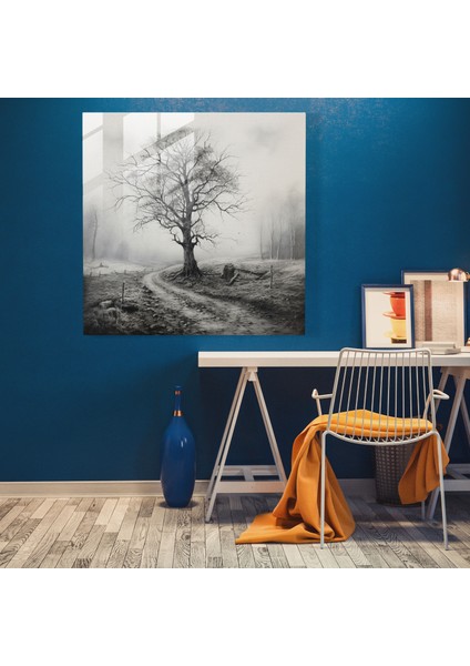 Gri Puslu Orman Cam Baskı - Gri, Cam Sanatı, Ev Dekorasyonu, Gri Puslu Orman Cam Baskı, 30X30 fiyatları