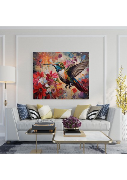 Eklektik Sinek Kuşu Kanvas Tablo - Sinek Kuşu, Canlı Desenler, Sinek Kuşu, Ev Dekorasyonu, 30X30