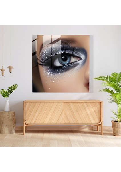 Parıltılı Cam Baskı - Gümüş Parlak Gece Gökyüzü - Parıltılı, Gece Gökyüzü, Parıltılı, Köpüklü, 30X30