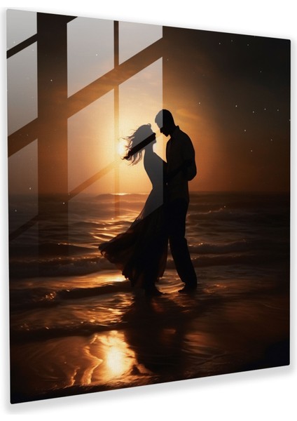 Gece Yarısı Romantizmi Cam Baskı - Gece Yarısı, Ev Dekorasyonu, Gece Yarısı Romantizmi, Rüya Gibi, 30X30