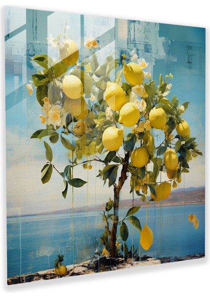 Yaratıcı Limon Ağacı Cam Baskı - Limon Ağacı, Modern Sanat, Tablo, Ev Dekorasyonu, 30X30