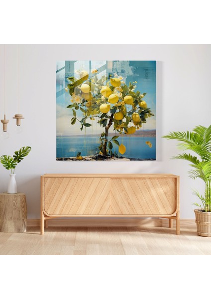 Yaratıcı Limon Ağacı Cam Baskı - Limon Ağacı, Modern Sanat, Tablo, Ev Dekorasyonu, 30X30 fiyatları