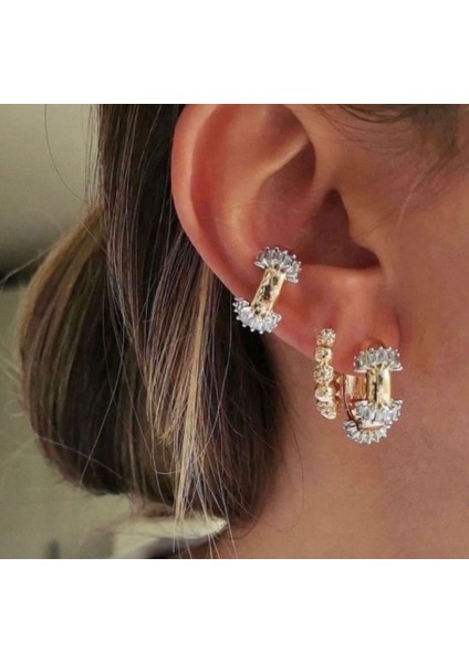 Mers Model Taşlı Ear Cuff Tekli Küpe