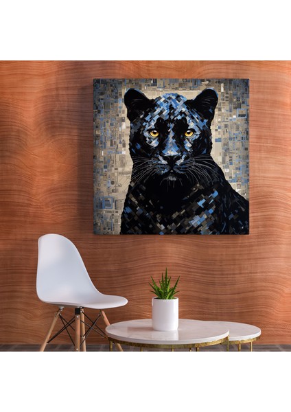 Kara Panter Kanvas Tablo - Dijital Mozaik Duvar Dekorasyonu - Kara Panter, Dijital Mozaik, Duvar Dekorasyonu, Duvar Sanatı, 30X30 modelleri