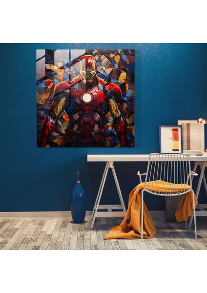 Marvel Glass Print - Marvel Sembolleri ve Karakterlerinden Oluşan Soyut Kolaj - Marvel, Cam Sanatı, Marvel Karakterleri, Renk Mozaiği, 30X30 modelleri