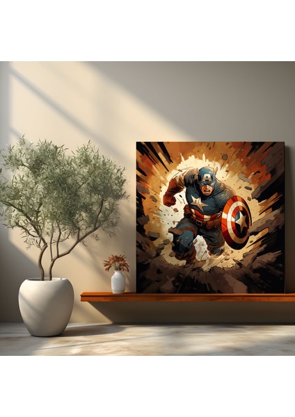 Marvel Wall Art - Çizgi Roman Kaptan Amerika Kanvas Tablo - Marvel, Kanvas Tablo, Heyecan, Kanvas Tablo, 100X100 modelleri