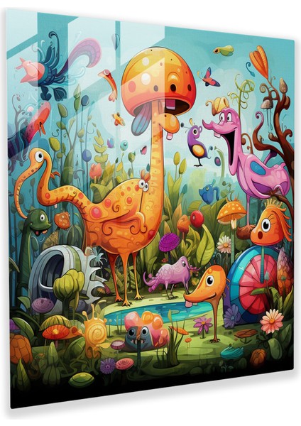 Funky Karikatür Cam Baskı - Funky, Cam Sanatı, Ev Dekorasyonu, Karikatür Illüstrasyon, 30X30