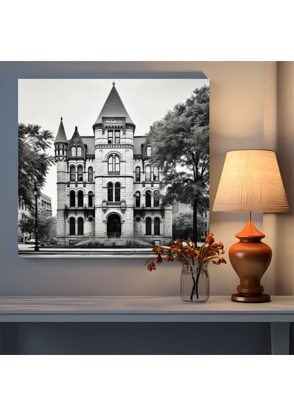 Klasik Duvar Sanatı - Tarihi Binanın Siyah Beyaz Fotoğrafı - Klasik, Kanvas Tablo, Duvar Sanatı, Duvar Dekorasyonu, 30X30 fiyatları