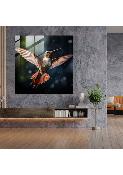 Sinek Kuşu Fotoğraf Cam Baskı - Sinek Kuşu, Cam Duvar Sanatı, Ev Dekorasyonu, Dondurulmuş Kanatlar, 30X30 fiyatları