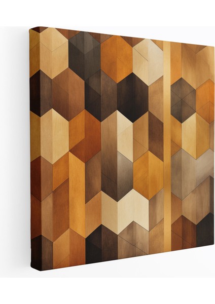 Nötr Kanvas Tablo - Geometrik Toprak Tonları Duvar Tablosu - Nötr, Geometrik Desenli, Ev Dekorasyonu, Duvar Sanatı, 30X30