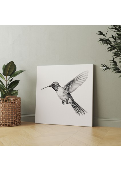 Minimalist Sinek Kuşu Duvar Tablosu - Sinek Kuşu, Ev Dekorasyonu, Kanvas Tablo, Temiz Çizgiler, 30X30