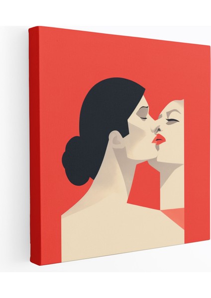 Öpücük Duvar Tablosu - Öpücük, Kanvas Tablo, Ev Dekorasyonu, Minimalist, 30X30
