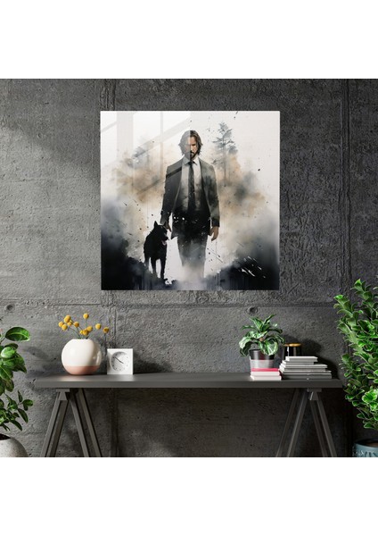 John Wick Empresyonist Suluboya Cam Baskı - John Wick, Ev Dekorasyonu, Modern Sanat, John Wick, 30X30