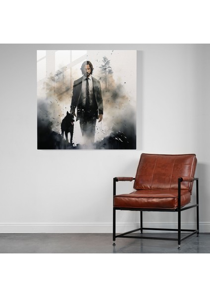 John Wick Empresyonist Suluboya Cam Baskı - John Wick, Ev Dekorasyonu, Modern Sanat, John Wick, 30X30