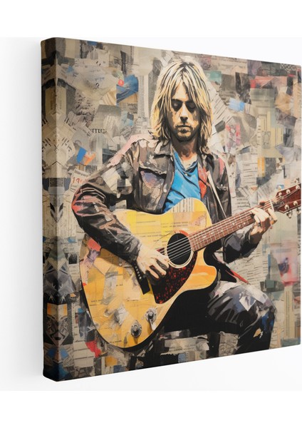 Kurt Cobain Duvar Sanatı - Kurt Cobain, Kolaj Tarzı Karışık Teknik, Duvar Sanatı, Kanvas, 30X30