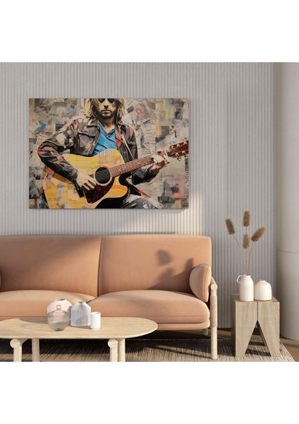 Kurt Cobain Duvar Sanatı - Kurt Cobain, Kolaj Tarzı Karışık Teknik, Duvar Sanatı, Kanvas, 30X30