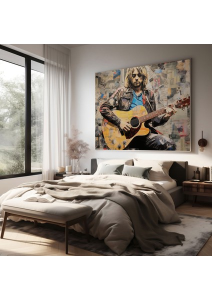 Kurt Cobain Duvar Sanatı - Kurt Cobain, Kolaj Tarzı Karışık Teknik, Duvar Sanatı, Kanvas, 30X30