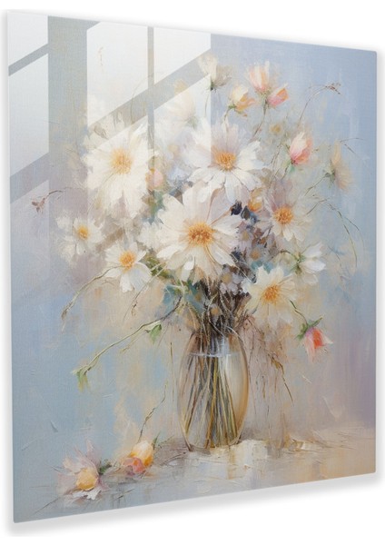Nötr Narin Buket Cam Baskı - Nötr, Cam Sanatı, Nötr, Empresyonist Pastel Çizim, 30X30