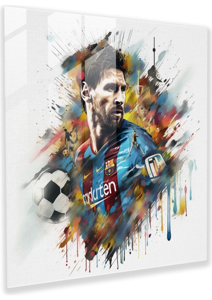 Lionel Messi Cam Baskı - Ikonik Kolaj Eseri - Lionel Messi, Ikonik Kolaj Eseri, Cam Duvar Sanatı, Beceri, 30X30