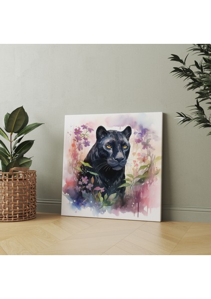 Kara Panter Kanvas Tablo - Rüya Gibi Suluboya Tablo - Kara Panter, Kanvas Tablo, Ev Dekorasyonu, 30X30 fiyatları