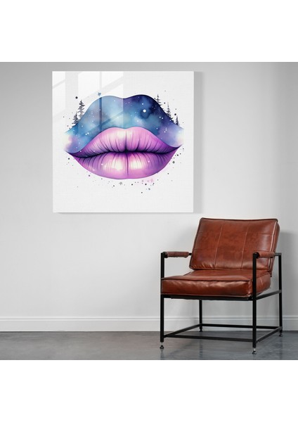 Yıldızlı Öpücük Cam Baskı - Öpücük, Modern Sanat, Duvar Dekorasyonu, Suluboya Resim, 30X30