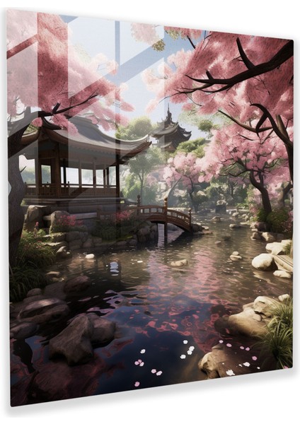 Lenticular Glass Baskı - Japon Bahçelerinin Huzuru - Lenticular, Modern Sanat, Kiraz Çiçeği Ağaçları, Lenticular, 30X30