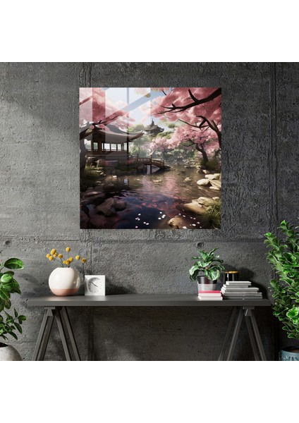 Lenticular Glass Baskı - Japon Bahçelerinin Huzuru - Lenticular, Modern Sanat, Kiraz Çiçeği Ağaçları, Lenticular, 30X30 fiyatları