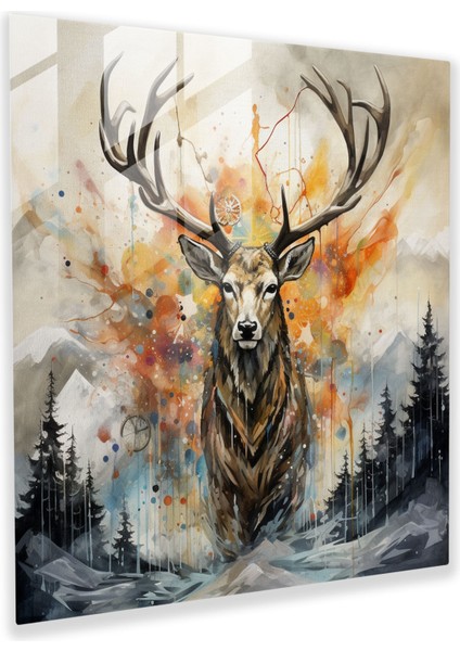 Büyülü Elk Cam Baskı - Elk, Wonder, Ev Dekorasyonu, Modern Sanat, 30X30