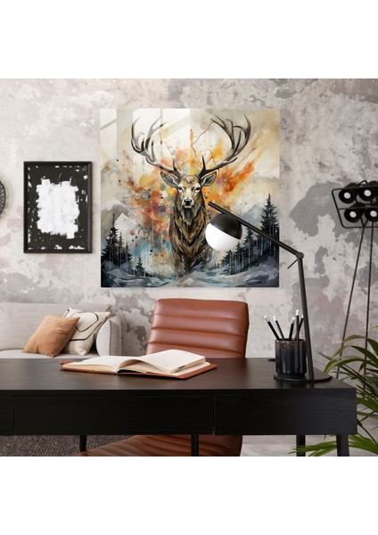 Büyülü Elk Cam Baskı - Elk, Wonder, Ev Dekorasyonu, Modern Sanat, 30X30 fiyatları