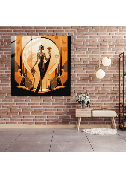Hermes Cam Baskı - Art Deco Tarzı Illüstrasyon - Hermes, Cam Baskı, Duvar Dekorasyonu, Sofistike Portre, 30X30