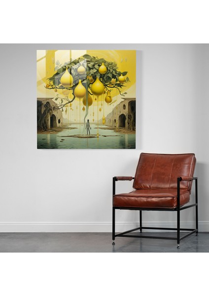 Ters Limon Ağacı Cam Baskı - Limon Ağacı, Cam Sanatı, Cam Duvar Sanatı, Modern Sanat, 30X30 modelleri