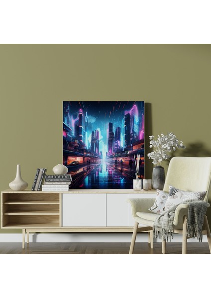 Havalı Şehir Işıkları Duvar Sanatı - Havalı, Havalı, Ev Dekorasyonu, Kanvas, 30X30 modelleri