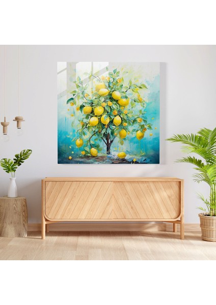 Limon Ağacı Cam Baskı - Limon Ağacı, Duvar Süslemesi, Limon Ağacı, Cam Sanatı, 30X30