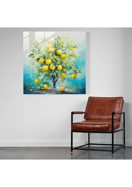 Limon Ağacı Cam Baskı - Limon Ağacı, Duvar Süslemesi, Limon Ağacı, Cam Sanatı, 30X30