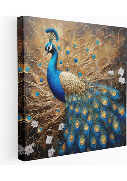 Parıltılı Görkemli Tavuskuşu Kanvas Tablo - Parıltılı, Parıltılı Altın Parıltılı, Ev Dekorasyonu, Kanvas Tablo, 30X30
