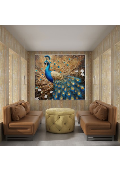 Parıltılı Görkemli Tavuskuşu Kanvas Tablo - Parıltılı, Parıltılı Altın Parıltılı, Ev Dekorasyonu, Kanvas Tablo, 30X30 modelleri