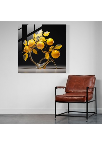 Limon Ağacı Özlü Cam Heykel - Limon Ağacı, Ev Dekorasyonu, Limon Ağacı, Cam Duvar Sanatı, 30X30