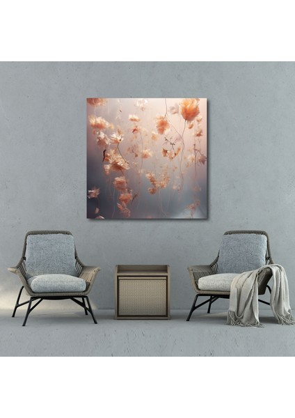 Eterik Kurutulmuş Çiçek Kanvas Tablo - Kuru Çiçek, Eterik Atmosfer, Gerçeküstü Dijital Sanat, Yüzen Kurutulmuş Çiçekler, 30X30